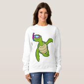 Sweatshirt Tortue à la natation avec tuba (Devant entier)