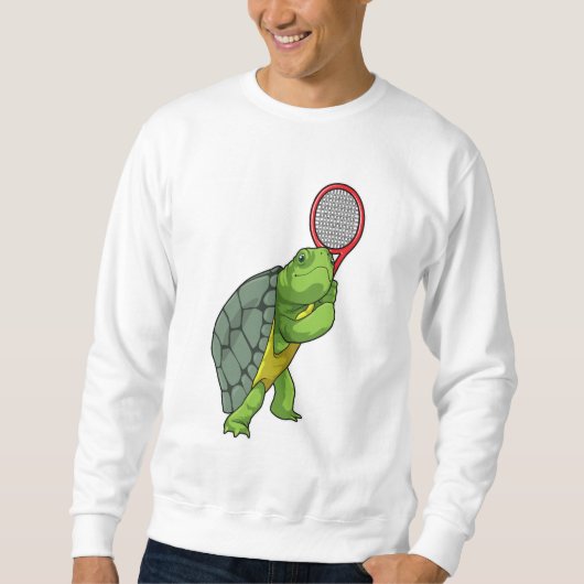 Sweatshirt Tortue au Tennis avec raquette de tennis (Devant)