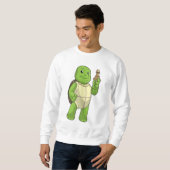 Sweatshirt Tortue aux échecs avec pièce d'échecs Pion (Devant entier)