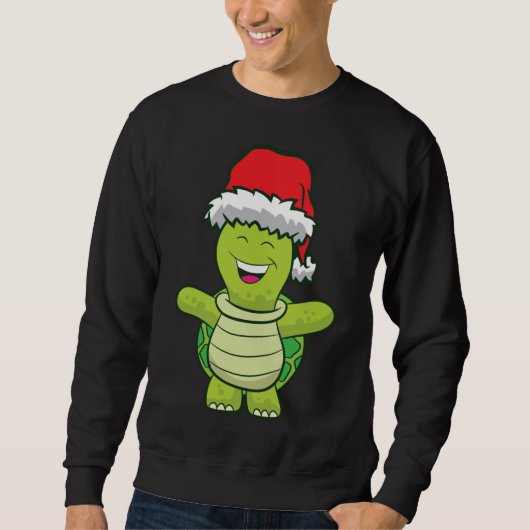 Sweatshirt Tortue avec Santa Hat Cute Turtle Noël (Devant)