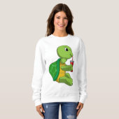 Sweatshirt Tortue avec tasse à boire avec paille (Devant entier)