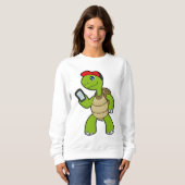 Sweatshirt Tortue avec téléphone et Casquette (Devant entier)