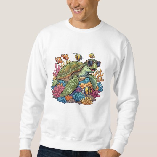 Sweatshirt Tortue Cool sur le Récif (Devant)
