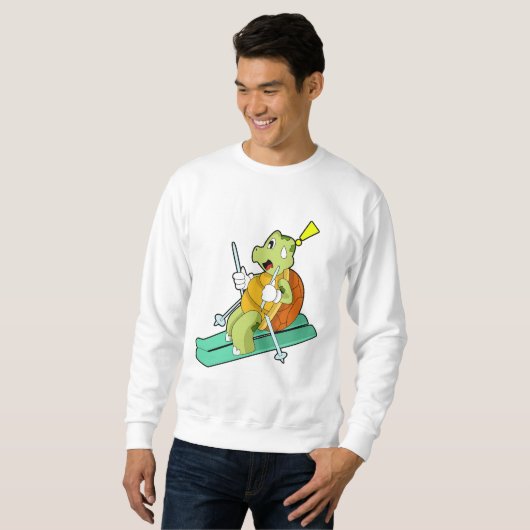 Sweatshirt Tortue en ski avec ski (Devant entier)