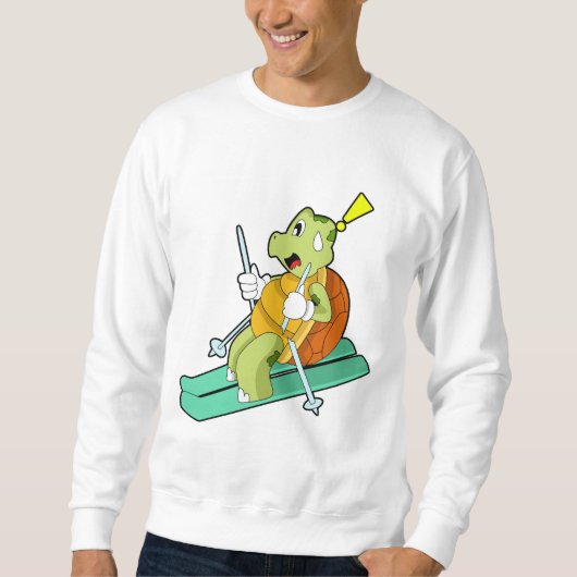 Sweatshirt Tortue en ski avec ski (Devant)