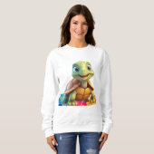 Sweatshirt Tortue souriante mignonne (Devant entier)