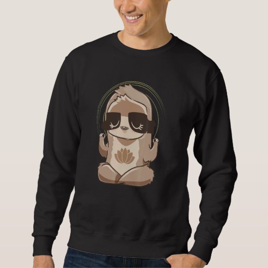 Sweatshirt Total Zen Yoga Sloth Meditating Lotus (Devant)