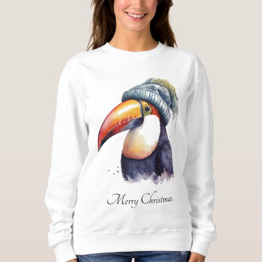 Sweatshirt Toucan Winter Vibes, personnalisation (Devant)