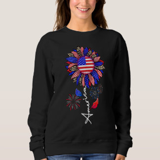 Sweatshirt Tournesol d'Amérique 4 juillet Fête de l'indépenda