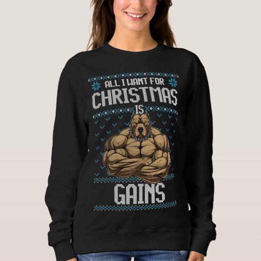 Sweatshirt Tout Ce Que Je Veux Pour Noël Si Gains Drôle Pitbu (Devant)