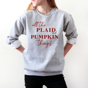 Sweatshirt Toutes les choses Plaid et Citrouille tombent Unis