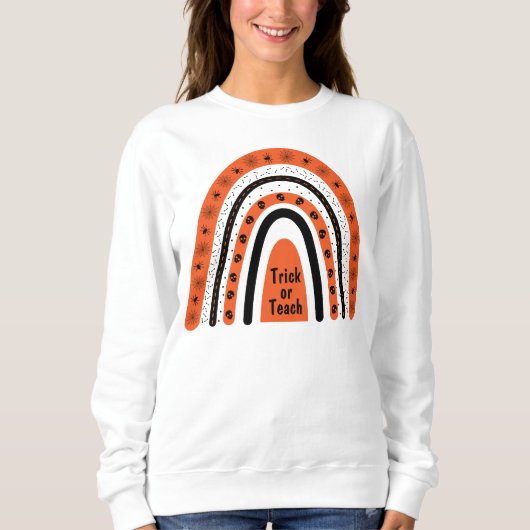 Sweatshirt Trace ou Enseigner orange noir Halloween boho arc- (Devant)