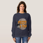Sweatshirt Trace ou traitement Chat noir et Halloween Party (Devant entier)