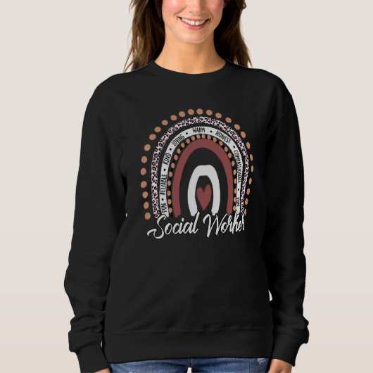 Sweatshirt Travail social Leopard Rainbow Love Rainbow Social (Devant)