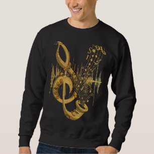 Sweatshirt Treble Clef Musicien Saxophoniste Jazz Notes