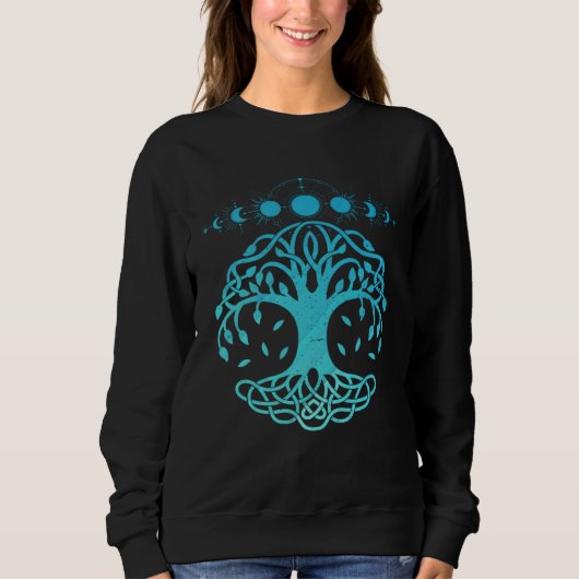 Sweatshirt Tree Life Moon Phase Wiccan Yggdrasil Nordic Vikin (Devant)