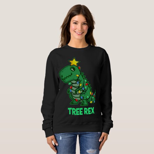 Sweatshirt Tree Rex Funny Mignonne Retro Christmas Dino (Devant entier)