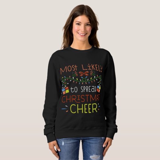Sweatshirt Très Probable De Diffuser Noël Cheer Santa Hat Xm (Devant entier)