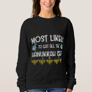 Sweatshirt Très Probable De Manger Toutes Les Hanoukka Gelt F