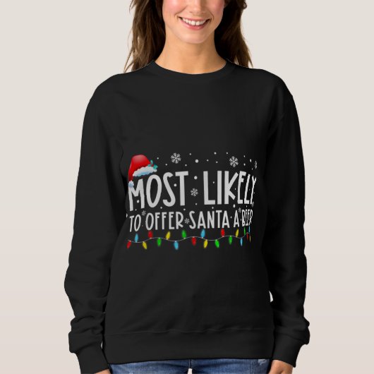 Sweatshirt Très Probable D'Offrir À Père Noël Une Bière Drôle (Devant)