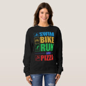 Sweatshirt Triathlon Course À Vélo De Bain Et Pizza (Devant entier)