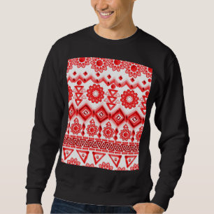 Sweatshirt Tribus rouge, motif ethnique aquarelle.