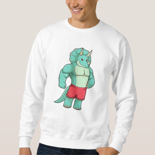 Sweatshirt Tricératops comme Bodybuilder à Bodybuilding (Devant)
