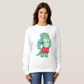 Sweatshirt Tricératops comme Bodybuilder à Bodybuilding (Devant entier)
