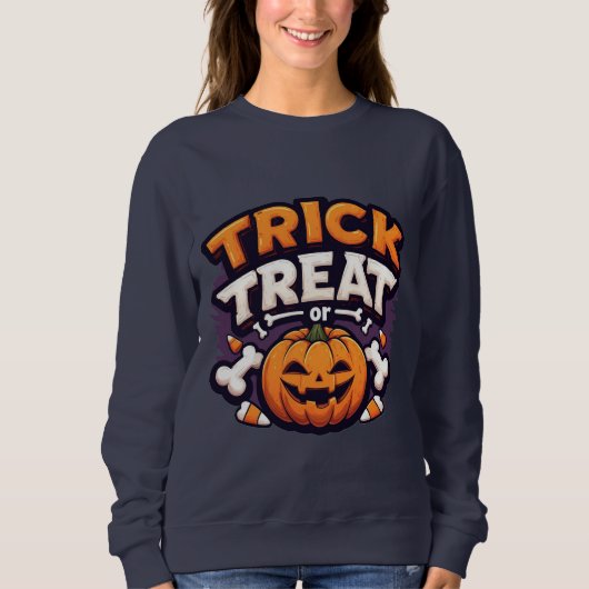 Sweatshirt Trick or Treat Halloween Pumpkin Jack-O'-Lantern (Devant)