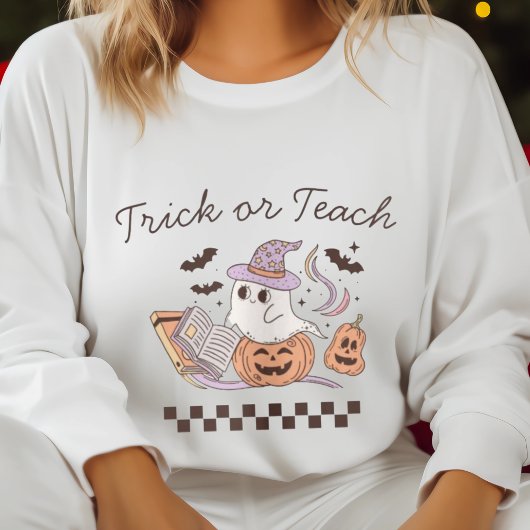 Sweatshirt Trick Teach Halloween Livre Boo Ghost Enseignant