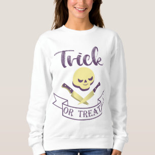 Sweatshirt Tricoter ou traiter les os croisés du crâne Ruban