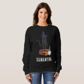 Sweatshirt Tricoter ou traiter moderne Chat noir femmes Hallo (Devant entier)