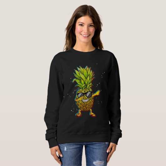 Sweatshirt Trippy Dabbing Pineapple Vacation Cruise (Devant entier)
