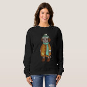 Sweatshirt Triste Cate Portant Écharpe Cute Chat Pour Chat (Devant entier)