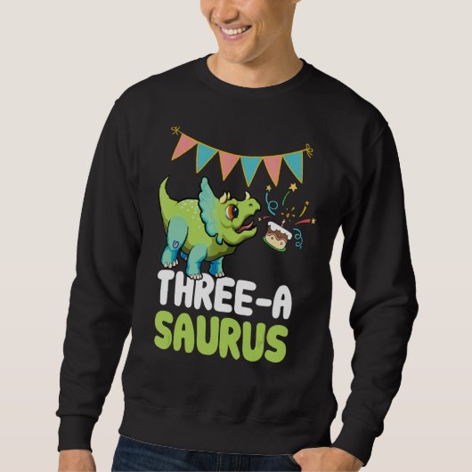Sweatshirt Trois A Saurus Dinosaur Cute Kiddo Tricératops (Devant)