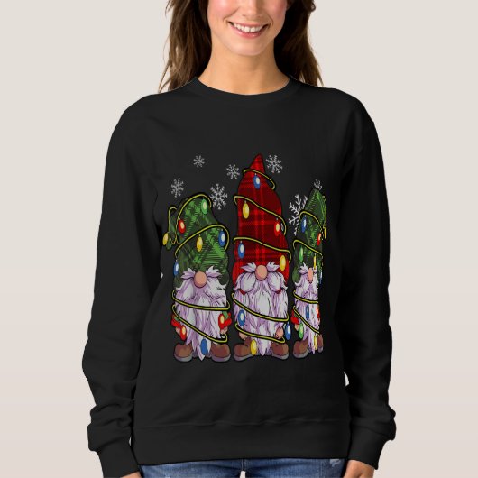 Sweatshirt Trois Buffles Gnomes Plaid Red Christmas (Devant)