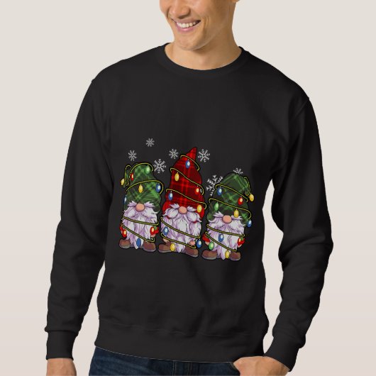 Sweatshirt Trois Buffles Gnomes Plaid Red Christmas (Devant)
