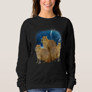 Sweatshirt Trois capybaras et lune  Humour de capybara Parodi