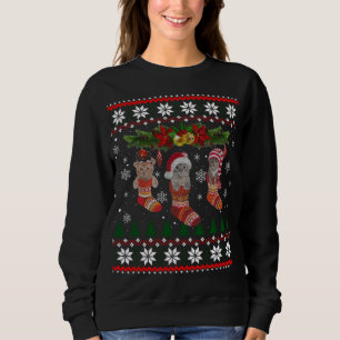 Sweatshirt Trois Chat En Sock Drôle Chat De Noël Vilain Noël