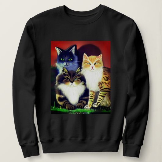 Sweatshirt Trois chats avec une attitude (Design devant)