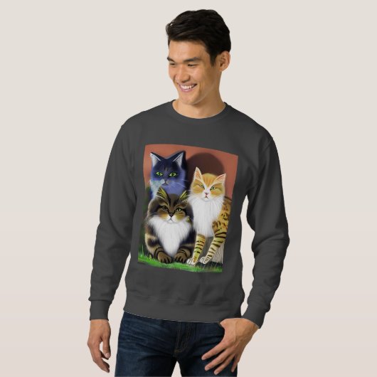 Sweatshirt Trois chats avec une attitude (Devant entier)