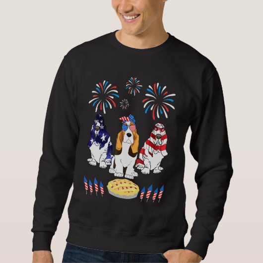 Sweatshirt Trois Chiens Basset Hound Dansez-nous Drapeau Chên (Devant)