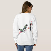 Sweatshirt Trois colibris perchés sur une branche Floss Silt (Dos entier)