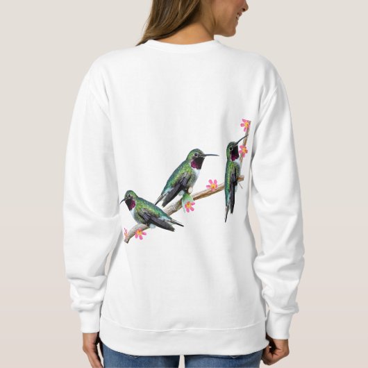 Sweatshirt Trois colibris perchés sur une branche Floss Silt (Dos)