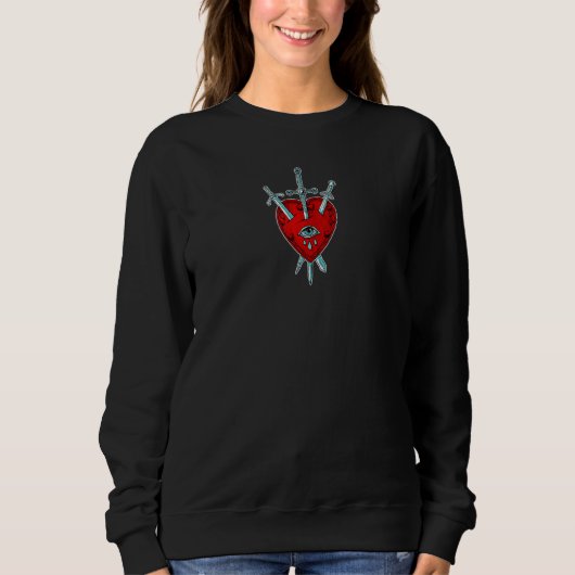 Sweatshirt Trois D'Épées Tatouage, Tarot, Tempête, Moody (Devant)