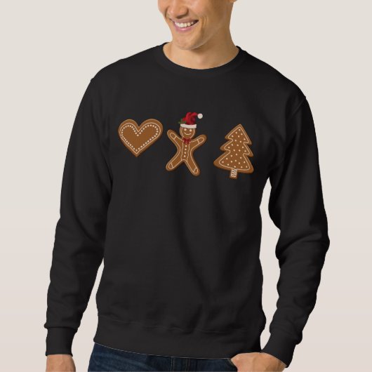 Sweatshirt Trois formes de biscuits de Noël au gingembre (Devant)