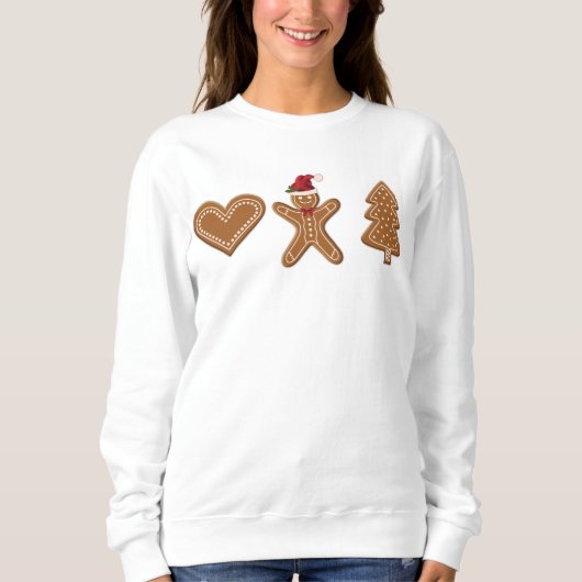 Sweatshirt Trois formes de biscuits de Noël au gingembre (Devant)