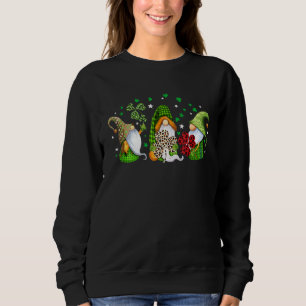 Sweatshirt Trois Gnomes tenant le Shamrock Leopard Plaid St P