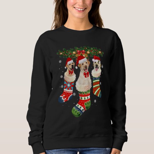Sweatshirt Trois Labrador En Sock Noël Père Noël X Mas Chien (Devant)