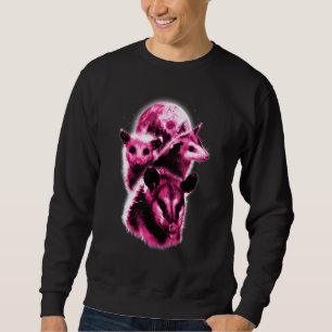 Sweatshirt Trois Lune Opossum Avec 3 Opossums Et Lune Morte